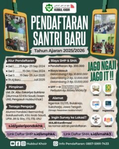 🌟 Pendaftaran Santri dan Mahasantri Baru Pondok Pesantren Hubbul Khoir 2025/2026